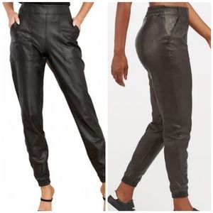 SPANX Black Track Pants with Elastic Waistband and Tapered Legs